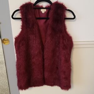 Maroon Fur Vest - S